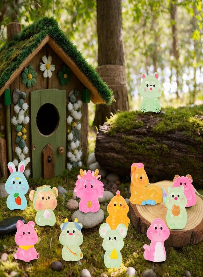 HOMICO 12 Pieces Luminous Mini Animals for Crafts Dollhouse Fairy Garden Decor Mini Resin Animals Tiny Animals for Car Micro Landscape Plant Pots - Image 4